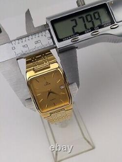 Vtg NEW OLD STOCK Lorus Gold Tone Quartz Analog Tank Watch 28mm Men's V532-5C00