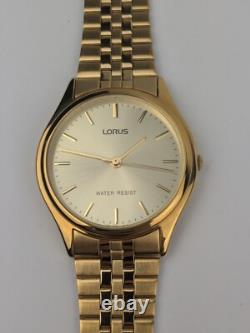 Vtg NEW OLD STOCK Lorus Gold Tone Quartz Analog Watch 35mm Men's V501-8B60
