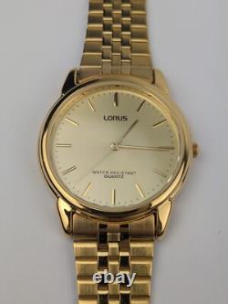 Vtg NEW OLD STOCK Lorus Gold Tone Quartz Analog Watch 36mm Men's V501-9A80