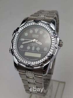 Vtg NEW OLD STOCK Lorus Silver Tone Quartz Ana Digi Watch 37mm Men's V041-6200