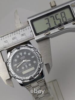 Vtg NEW OLD STOCK Lorus Silver Tone Quartz Ana Digi Watch 37mm Men's V041-6200