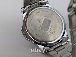 Vtg NEW OLD STOCK Lorus Silver Tone Quartz Date Watch Glow 37mm Men's V732-0G20