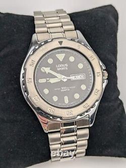 Vtg NEW OLD STOCK Lorus Steel Diver Watch 100m NOS Rare V533-7B20