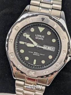 Vtg NEW OLD STOCK Lorus Steel Diver Watch 100m NOS Rare V533-7B20