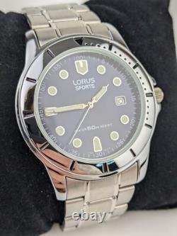 Vtg NEW OLD STOCK Lorus Steel Watch 50m NOS Rare V732-0K90 Blue Dial