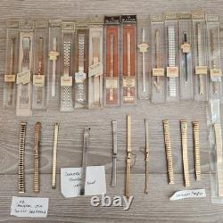 Vtg Watch Band Lot 26 Speidel Twist-O-Flex On New Old Stock Gold Silver Tone