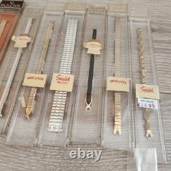 Vtg Watch Band Lot 26 Speidel Twist-O-Flex On New Old Stock Gold Silver Tone