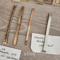 Vtg Watch Band Lot 26 Speidel Twist-O-Flex On New Old Stock Gold Silver Tone