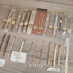 Vtg Watch Band Lot 26 Speidel Twist-O-Flex On New Old Stock Gold Silver Tone
