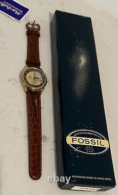 Working Vintage Fossil Skeleton Watch New OLD STOCK With Box READ