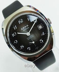 Zeno Wind Up Watch Swiss Mechanical UT 2425 NOS 1980S Vintage Faceted Crystal