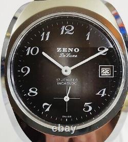 Zeno Wind Up Watch Swiss Mechanical UT 2425 NOS 1980S Vintage Faceted Crystal