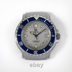 Zodiac Rare NOS 36mm Professional 200m Diving Watch Head Gray Dial Blue Bezel