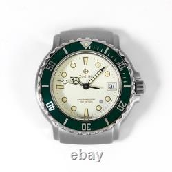 Zodiac Rare NOS 36mm Professional 200m Diving Watch Head White Dial Green Bezel