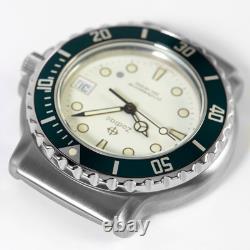 Zodiac Rare NOS 36mm Professional 200m Diving Watch Head White Dial Green Bezel