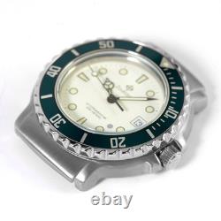 Zodiac Rare NOS 36mm Professional 200m Diving Watch Head White Dial Green Bezel